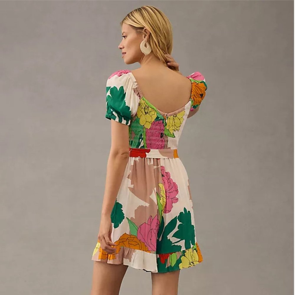 Plenty by Tracy Reese | Bold Floral Puff-Sleeve Tie-Belt Romper w/ Pockets | NWT